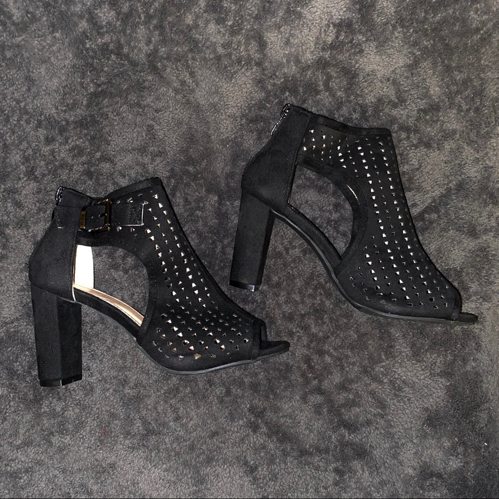 Open Toe Black Booties